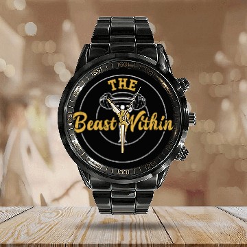 Discover The Beast Within - Gym Calendar Steel Band Watch