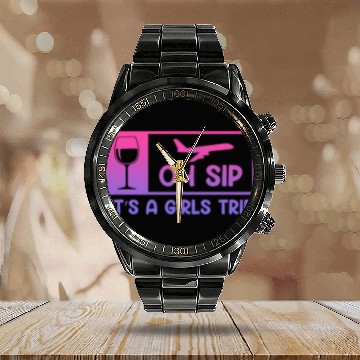Discover It's a Girls Trip Girls Vacation Spring Break Calendar Steel Band Watch