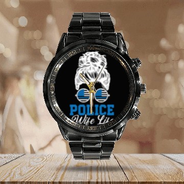 Discover Police Wife Life Cop Law Enforcement Officer Calendar Steel Band Watch