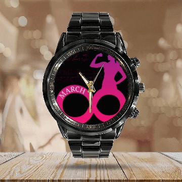Discover INTERATIONAL WOMEN'S DAY 8 MARCH 2023 For Women Calendar Steel Band Watch