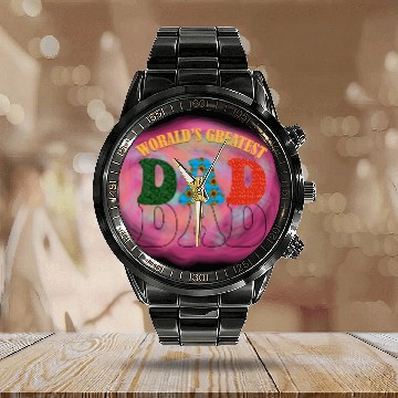 Discover WORALDS GREATEST DAD Sublimation Calendar Steel Band Watch