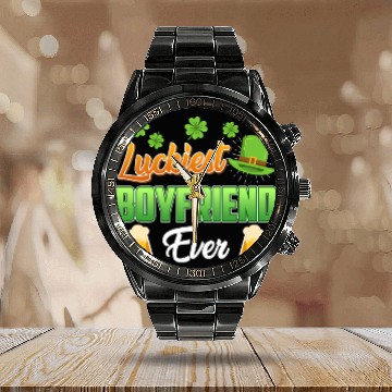 Discover Luckiest Boyfriend Ever St. Patrick's Day Calendar Steel Band Watch