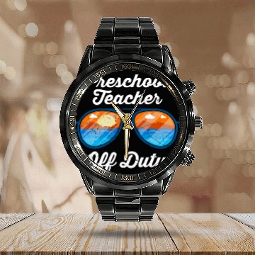 Discover Preschool kindergarten educator off duty teacher Calendar Steel Band Watch