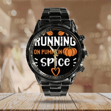Discover Running on Pumpkin Spice - Pumpkin Calendar Steel Band Watch
