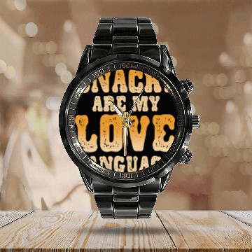 Discover Snacks Are My Love Language Calendar Steel Band Watch