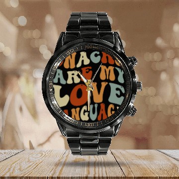 Discover Snacks Are My Love Language Calendar Steel Band Watch