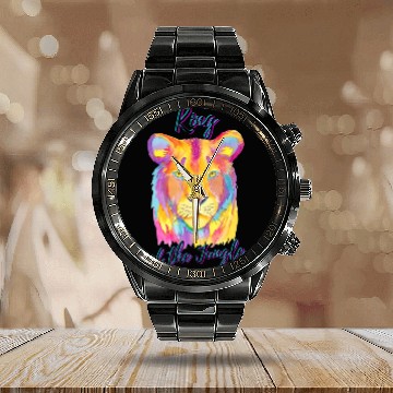 Discover Lion King of the Jungle Calendar Steel Band Watch