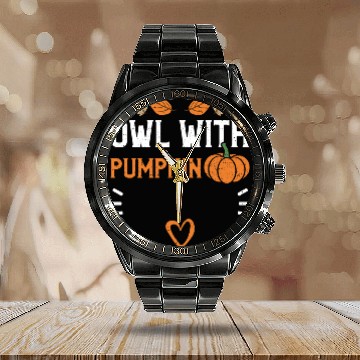 Discover Owl With Pumpkin - Pumpkin Calendar Steel Band Watch