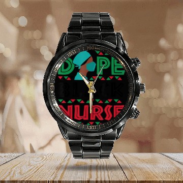 Discover Dope Black Nurse Nursing Afrocentric African Ameri Calendar Steel Band Watch