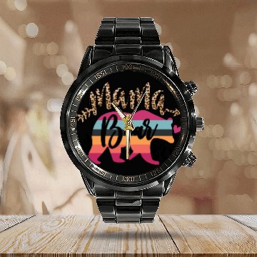 Discover Mama Bear flowers Gift for Mother's day Calendar Steel Band Watch
