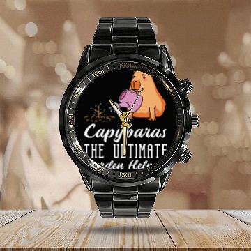 Discover Gardening Capybara Garden Planting Gardener Calendar Steel Band Watch