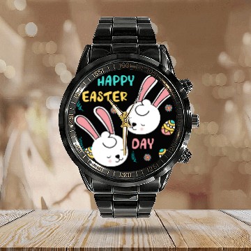 Discover Easter Sunday Bunny Calendar Steel Band Watch
