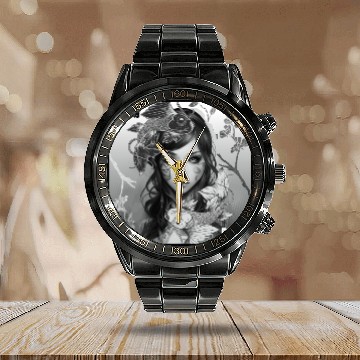 Discover Yin Yang Koi Fish Gothic Emo Japanese Cherry Bloss Calendar Steel Band Watch