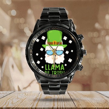 Discover LLama be Irish Lama Alpaca St. Patrick's Day Calendar Steel Band Watch