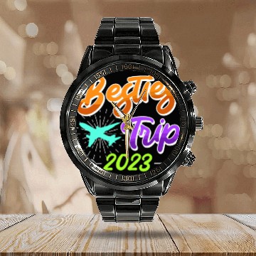 Discover Besties Trip 2023 Vacation Friends Spring Break Calendar Steel Band Watch