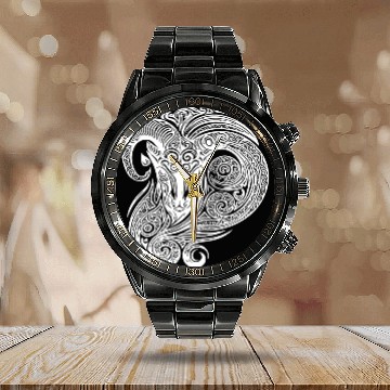 Discover Elegant Capricorn Vintage T Tattoo Calendar Steel Band Watch