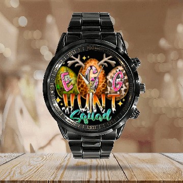 Discover Egg Hunt Squad Calendar Steel Band Watch