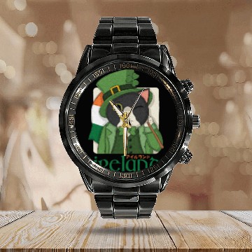 Discover Ireland Tuxedo Cat Calendar Steel Band Watch