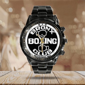 Discover Bronx Boxing Club Squared Circle Distressed Calendar Steel Band Watch