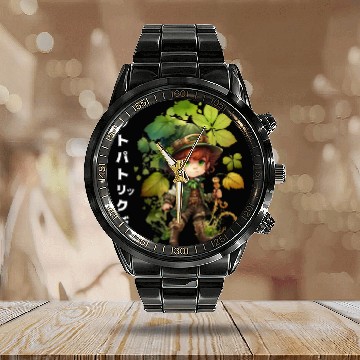 Discover St Patrick's Day Anime Calendar Steel Band Watch for Baby Kids Adults