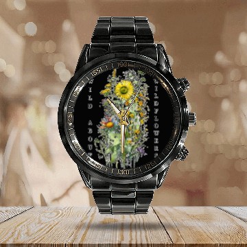 Discover Wild about Wildflowers - A Wildflower Garden Desig Calendar Steel Band Watch