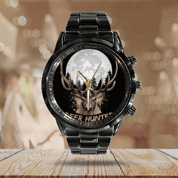 Discover Deer Hunter Rack Hunter Full Moon Buck Hunting Calendar Steel Band Watch