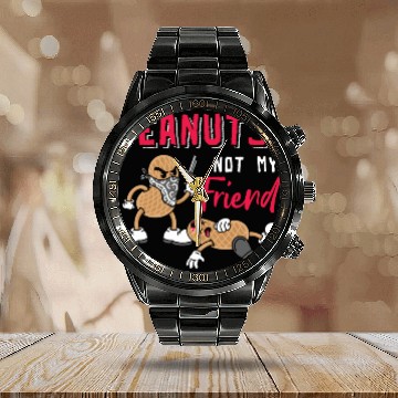 Discover Peanuts Not My Friend Peanut Allergic Calendar Steel Band Watch