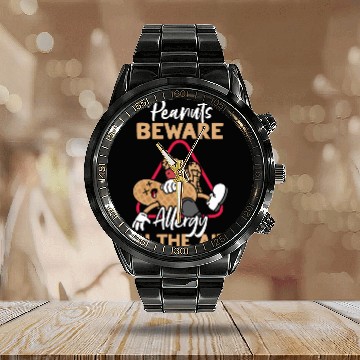 Discover Peanuts Beware Allergy In The Air Peanut Allergic Calendar Steel Band Watch