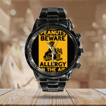 Discover Peanuts Beware Allergy In The Air Peanut Allergic Calendar Steel Band Watch