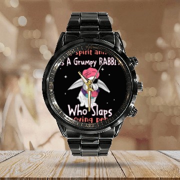 Discover My Spirit animal Is A Grumpy Rabbit Calendar Steel Band Watch