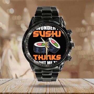 Discover I Wonder If Sushi Thinks About Me Too Fish Rice Calendar Steel Band Watch