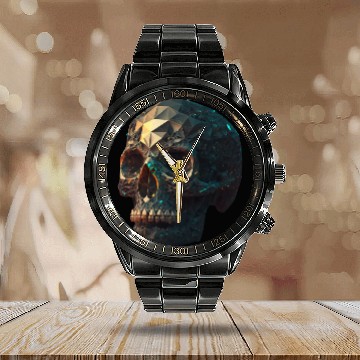 Discover crystal skull Calendar Steel Band Watch
