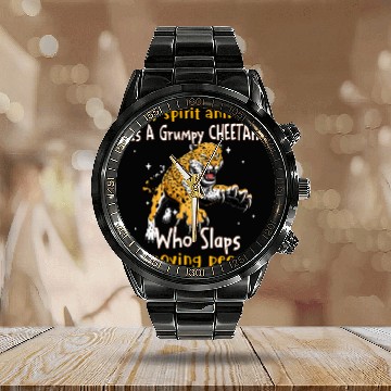 Discover My Spirit animal Is A Grumpy Cheetah Calendar Steel Band Watch