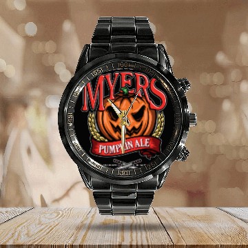 Discover Pumpkin Halloween Calendar Steel Band Watch