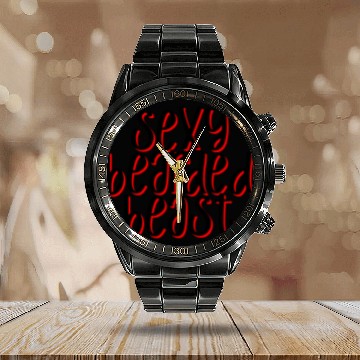Discover Sexy Bearded Beast 3 Calendar Steel Band Watch