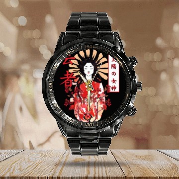 Discover Amaterasu Omikami Cherry Blossom Sun Goddess Calendar Steel Band Watch