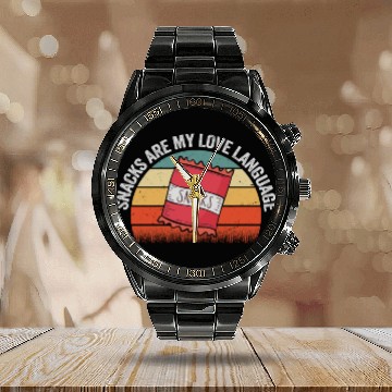 Discover Snacks Are My Love Language Calendar Steel Band Watch