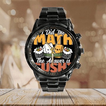 Discover Funny Sushi Math Cute Kawaii Japanese Cuisine Calendar Steel Band Watch