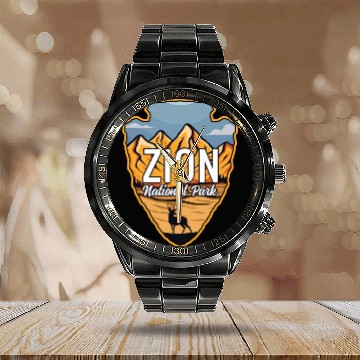 Discover Zion US National Park Arrowhead Deer Mountains Calendar Steel Band Watch