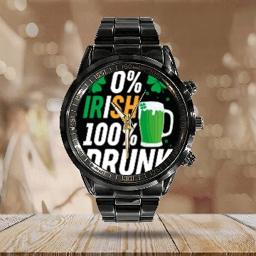 Discover 0 Irish 100 Drunk Calendar Steel Band Watch