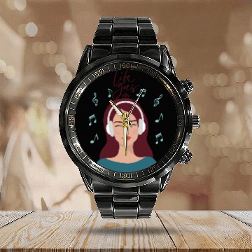 Discover Enjoy life- Music vibe Calendar Steel Band Watch