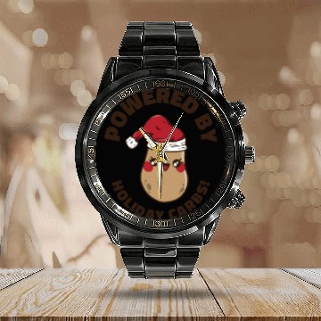 Discover Christmas Vegetable Santa Claus Holiday Potato Calendar Steel Band Watch