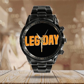 Discover Leg Day Handicapped Wheelchair 25 Calendar Steel Band Watch