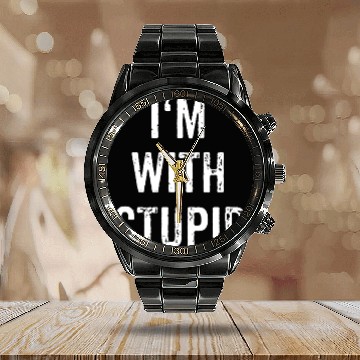 Discover I'm With Stupid Couple Best Friend Part 1 Matching Calendar Steel Band Watch