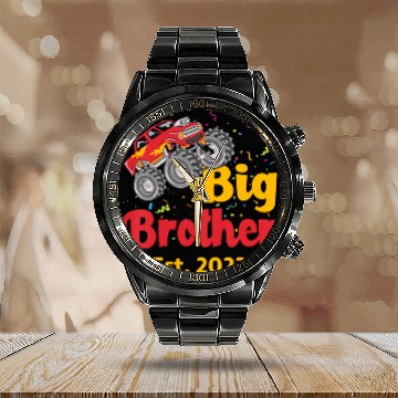 Discover Big Brother Est 2023 Monster Truck Calendar Steel Band Watch
