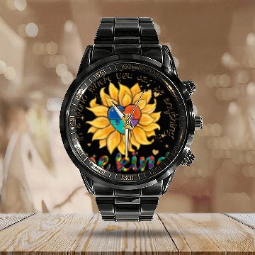 Discover Be Kind Sunflower Autism Awareness Calendar Steel Band Watch