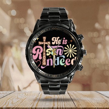 Discover He is risen indeed Calendar Steel Band Watch