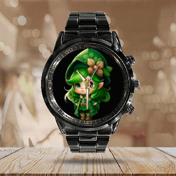 Discover St. Patrick's Day Elf Saint Patricks Day Outfit Calendar Steel Band Watch