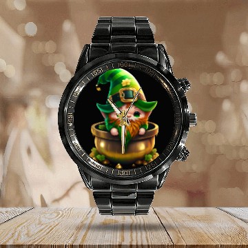 Discover St. Patrick's Day Elf Saint Patricks Day Outfit Calendar Steel Band Watch