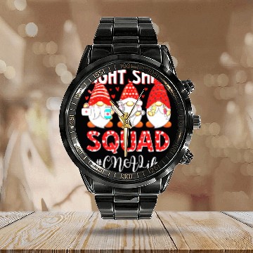 Discover Funny Gnome Night Shift Squad CNA Life Nurse Valen Calendar Steel Band Watch
